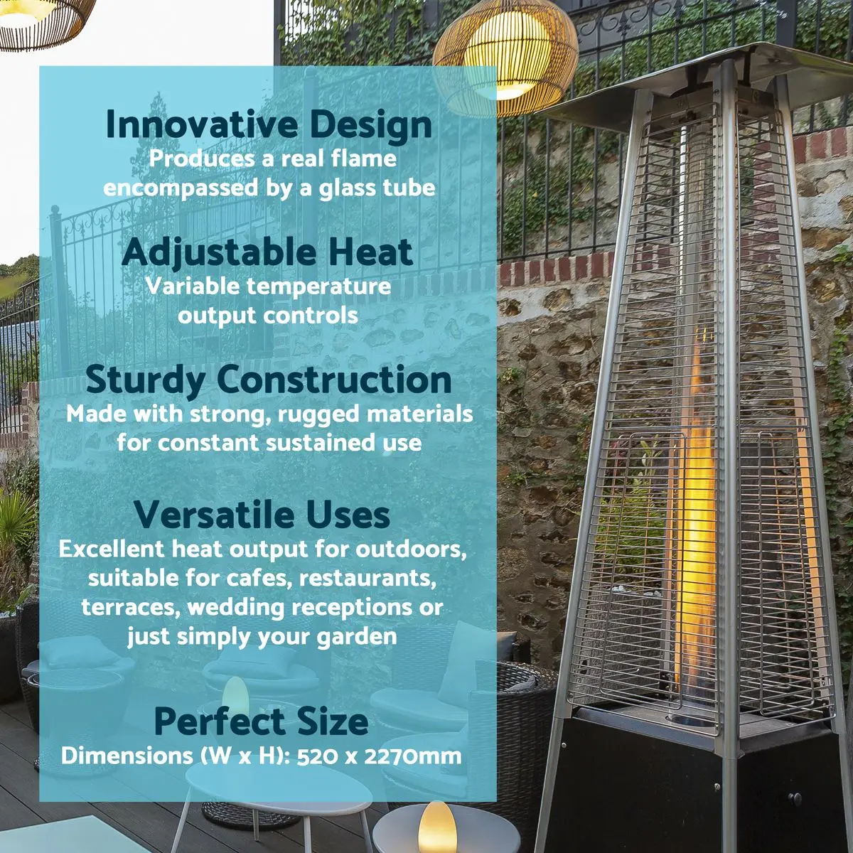 Dellonda Pyramid Gas Outdoor Garden Patio Heater 13kW Commercial & Home Use - Image 8
