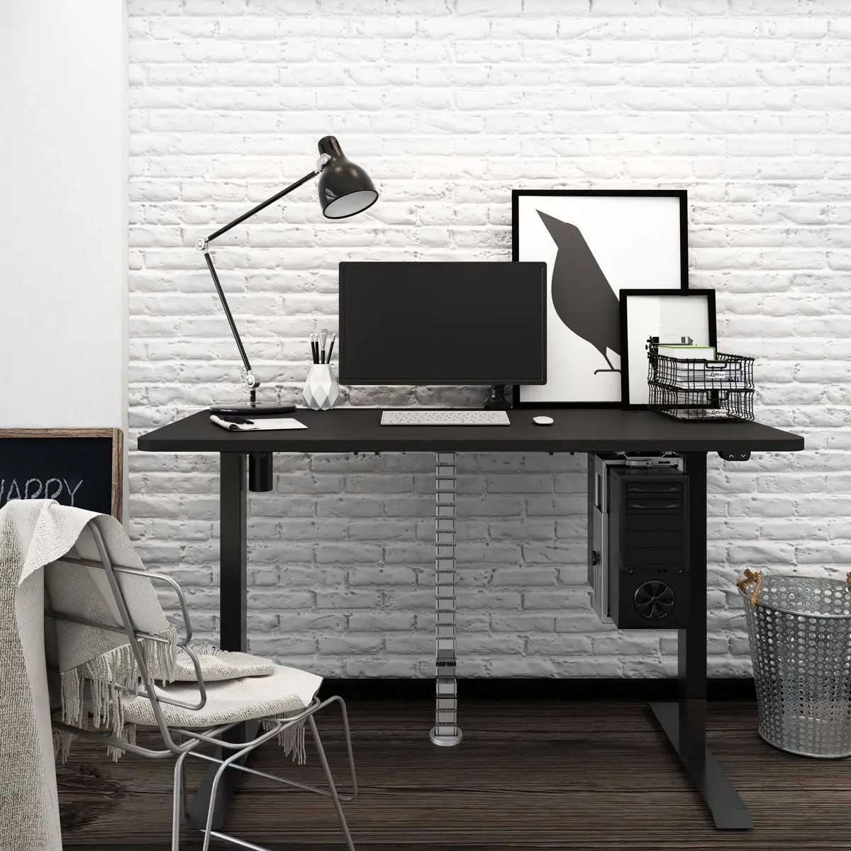 Dellonda Single Motor Adjustable Desk Frame, 70kg Capacity, Black - DH17 - Image 7