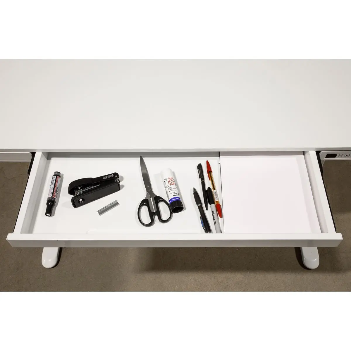 Dellonda White Electric Adjustable Standing Desk with USB & Drawer, 1200 x 600mm - Image 10