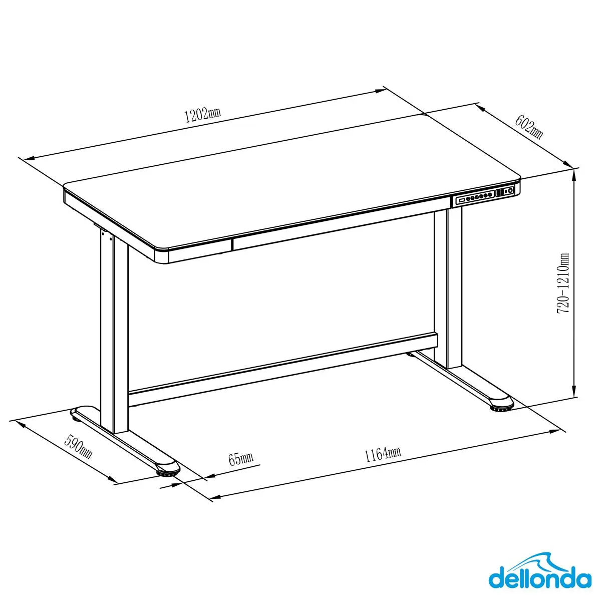 Dellonda White Electric Adjustable Standing Desk with USB & Drawer, 1200 x 600mm - Image 12