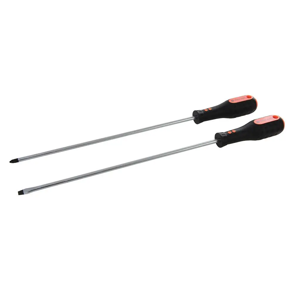 Dickie Dyer 2pc Long Reach S2 Screwdriver Set PZ2 & SL6.5 x 300mm Pozi Slotted - Image 2