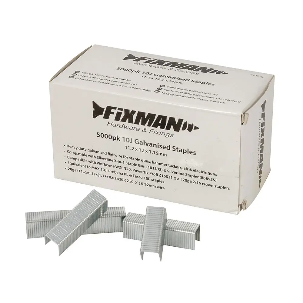 Fixman 10J Galvanised Staples 5000pk 11.2 x 12 1.17mm 810318 - Image 4