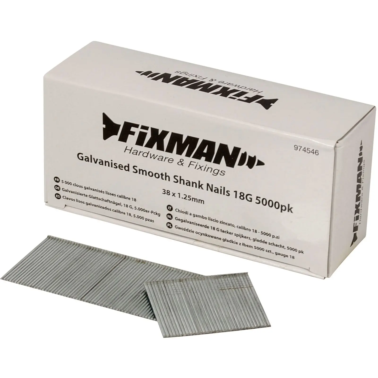 Fixman 5000pc 18 Gauge Galvanised Smooth Shank Brad Nails 10-38mm - Image 5
