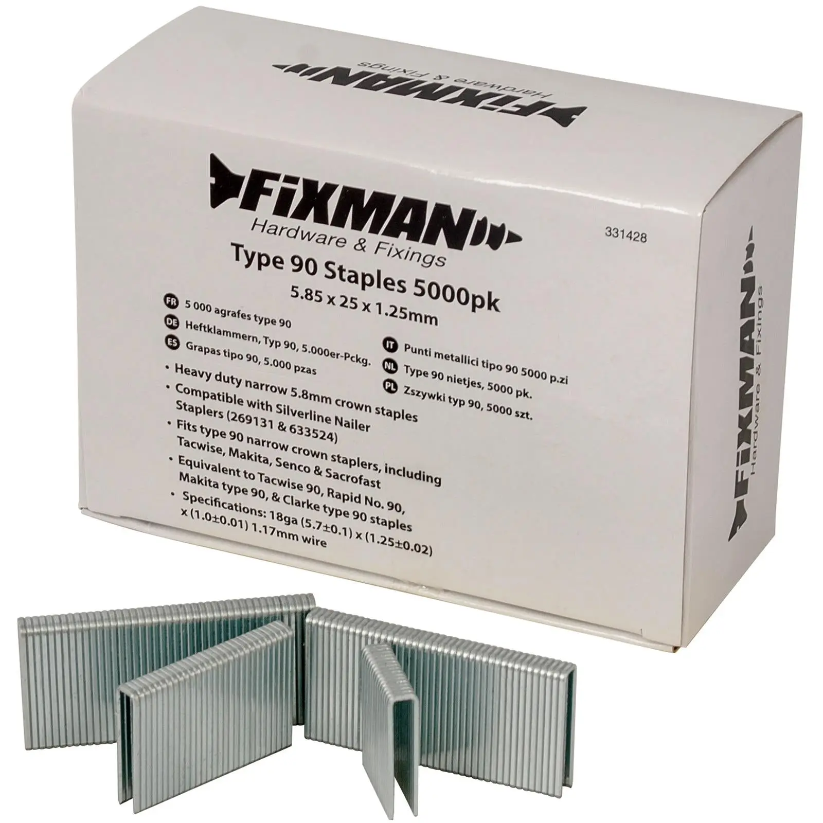 Fixman 5000pc Type 90 Staples 5.80 x 25 x 1.25mm