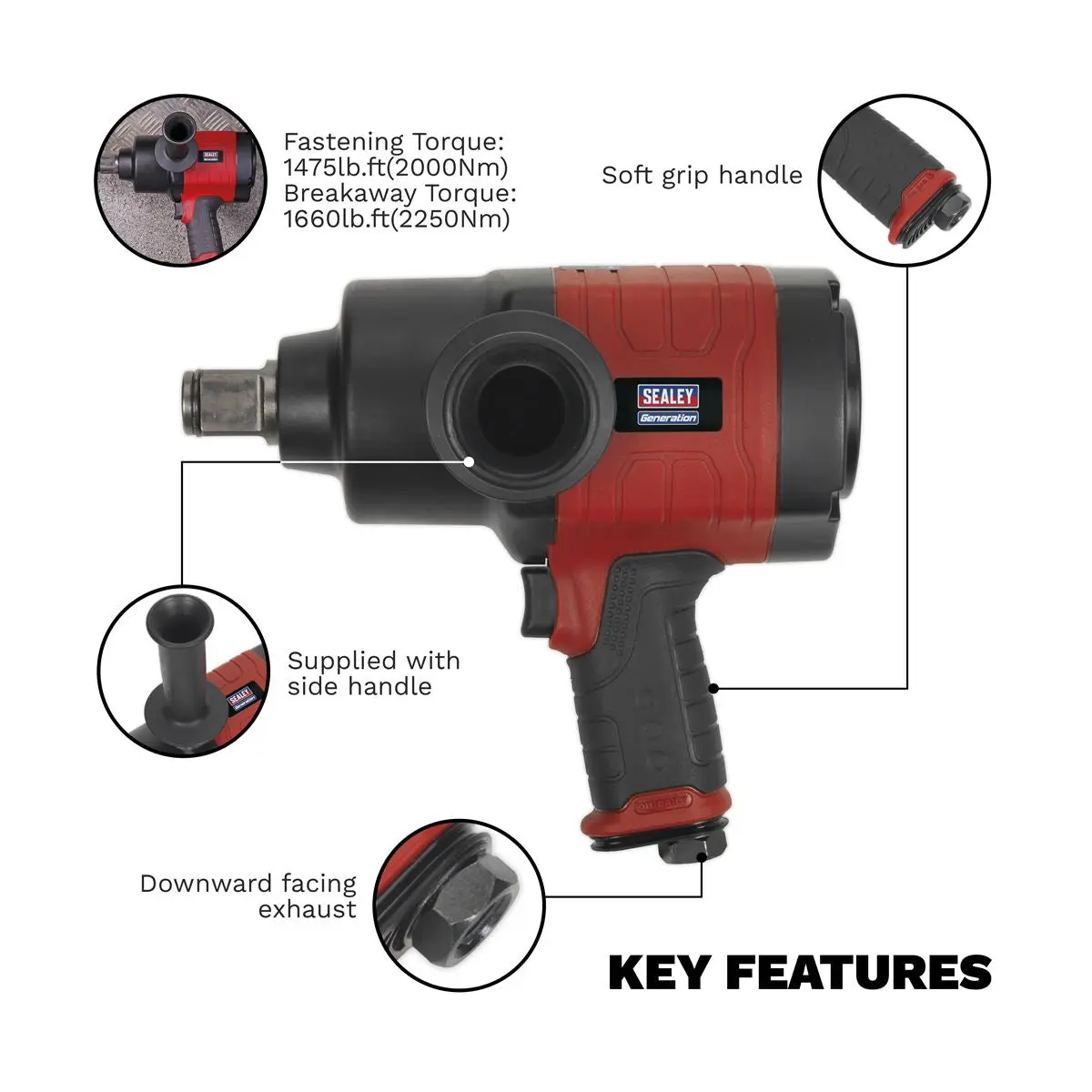 Generation Air Impact Wrench 1"Sq Drive - Twin Hammer - Image 3