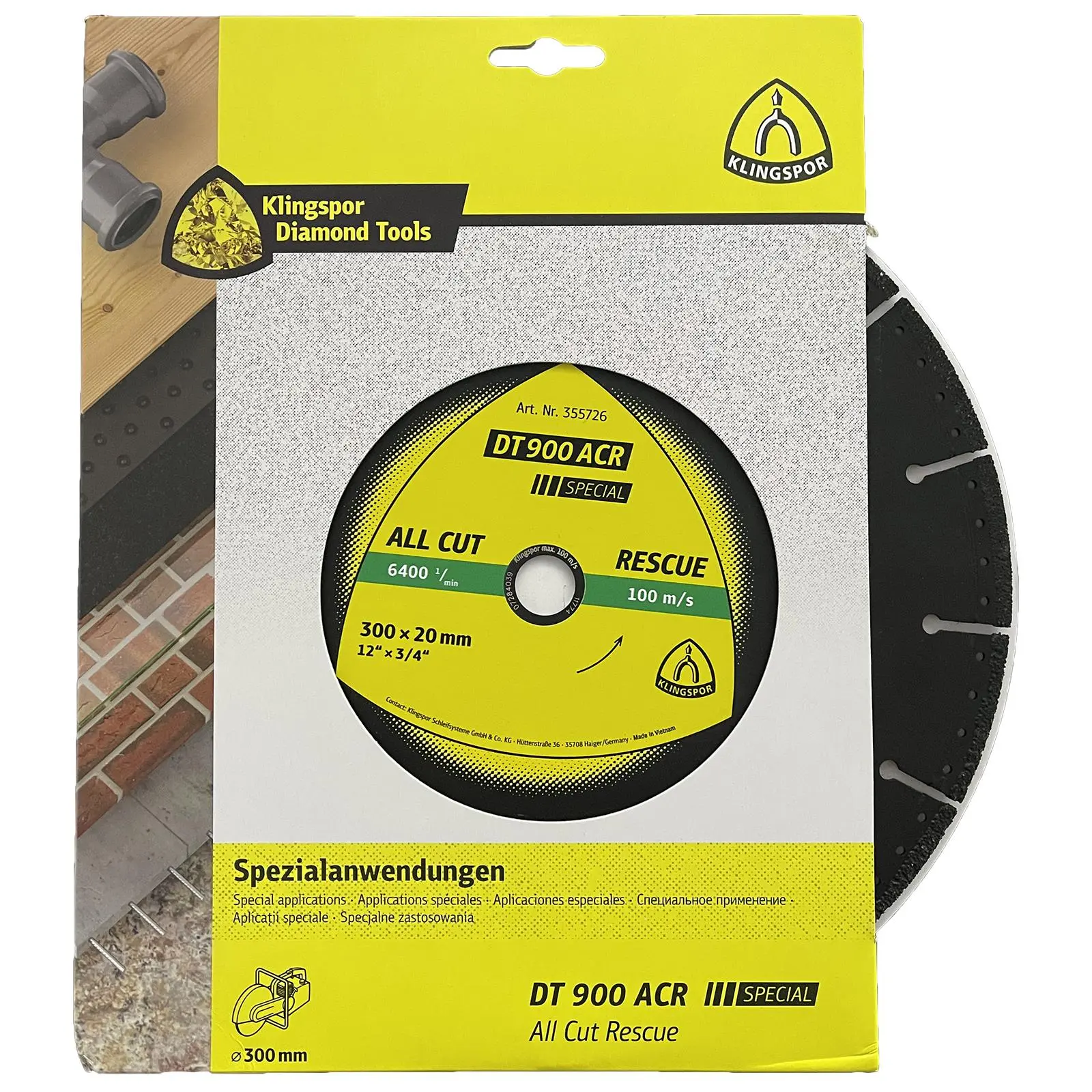 Klingspor Diamond Cutting Blade All Cut Rescue for Concrete Glass Wood Plastic Rubber Metal DT900ACR - Image 2