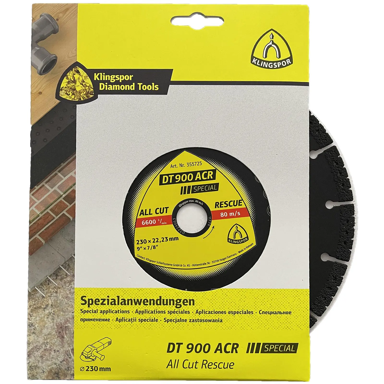 Klingspor Diamond Cutting Blade All Cut Rescue for Concrete Glass Wood Plastic Rubber Metal DT900ACR - Image 4