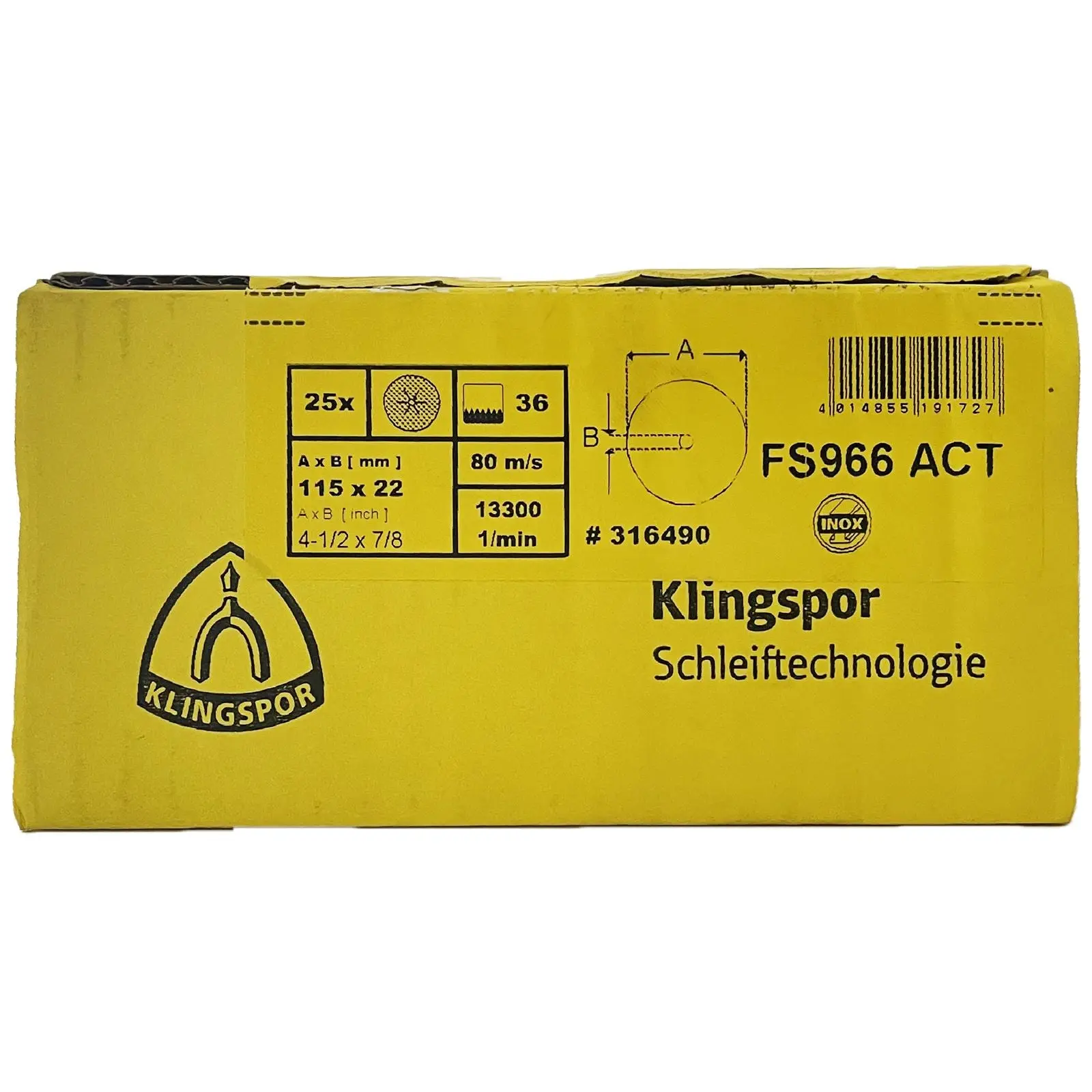Klingspor Fibre Discs for Stainless Steel Angle Grinding 115mm Aluminium Oxide Grain FS966 ACT - Image 6