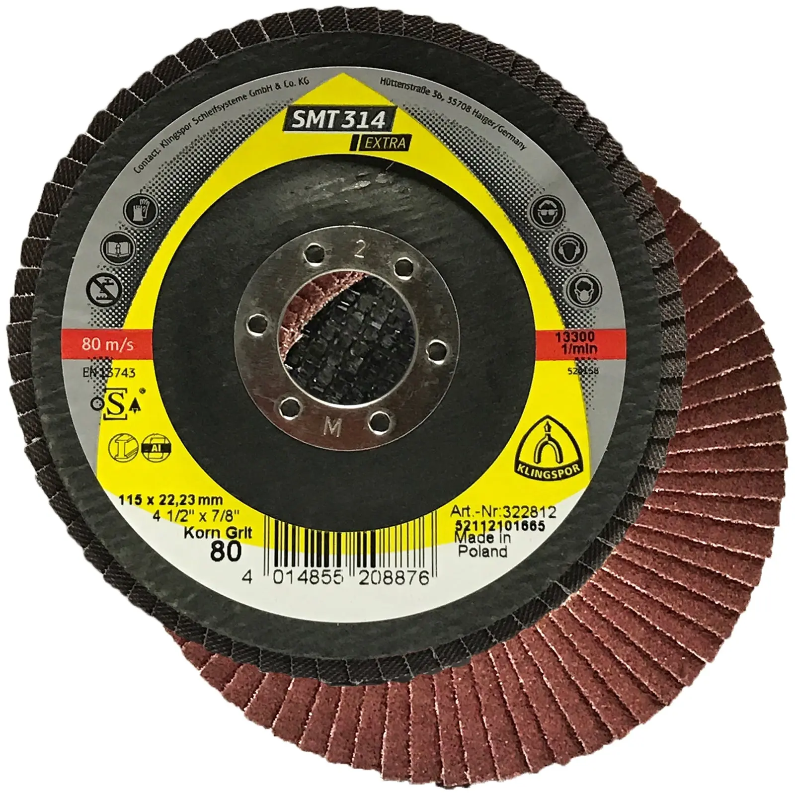 Klingspor SMT314 115mm Aluminium Oxide Flap Sanding Discs 40-120 Grit - Image 3