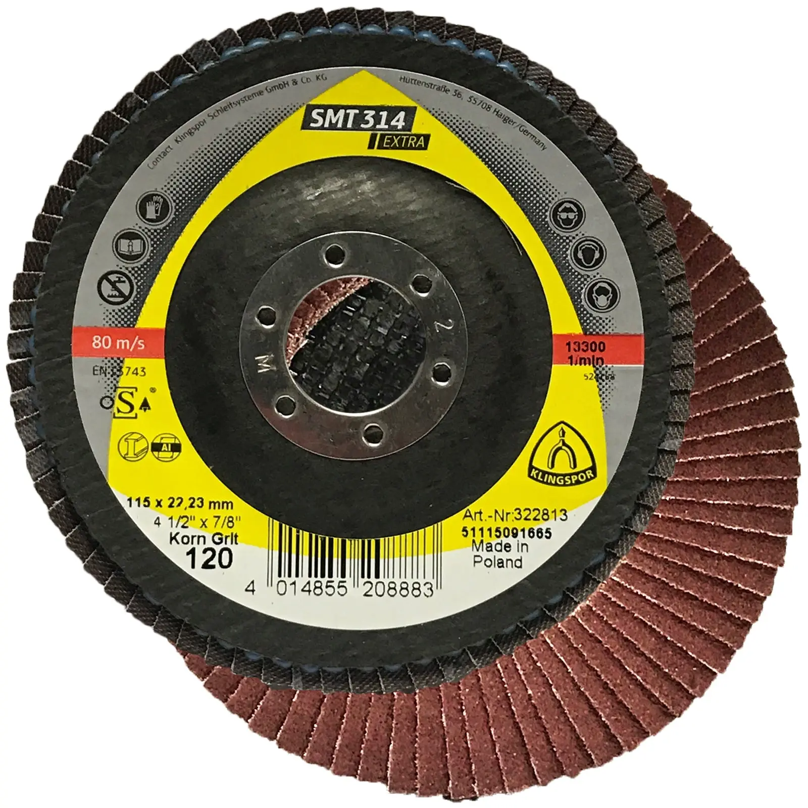Klingspor SMT314 115mm Aluminium Oxide Flap Sanding Discs 40-120 Grit - Image 4