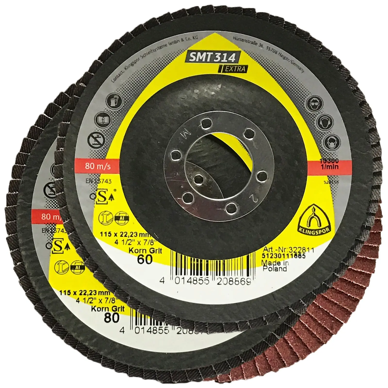 Klingspor SMT314 115mm Aluminium Oxide Flap Sanding Discs 40-120 Grit - Image 8