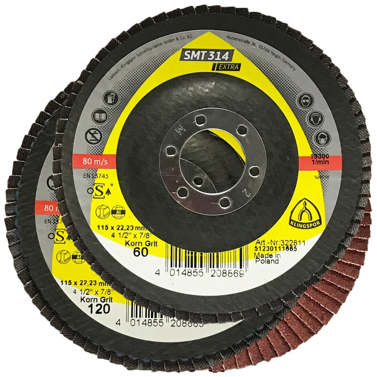 Klingspor SMT314 115mm Aluminium Oxide Flap Sanding Discs 40-120 Grit - Image 9
