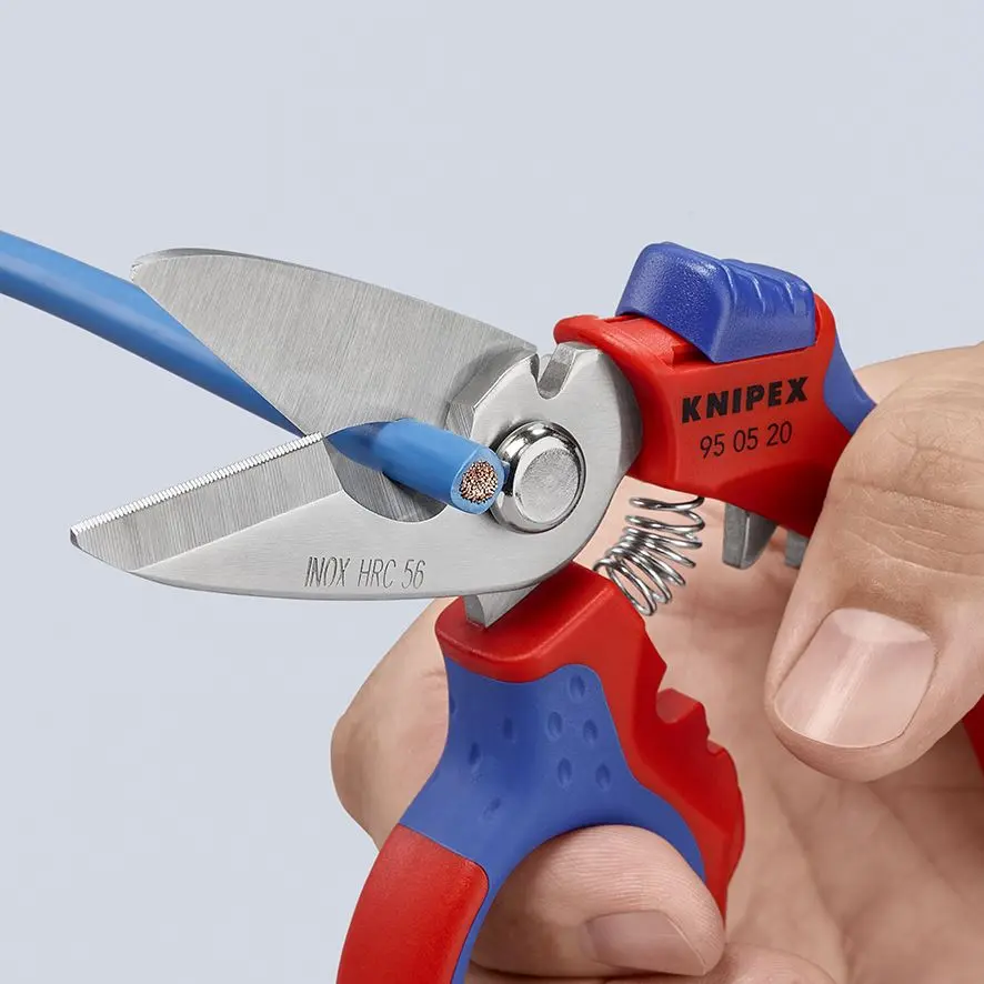 Knipex Angled Electricians Shears Scissors 160mm Multi Component Grips 95 05 20 SB - Image 4