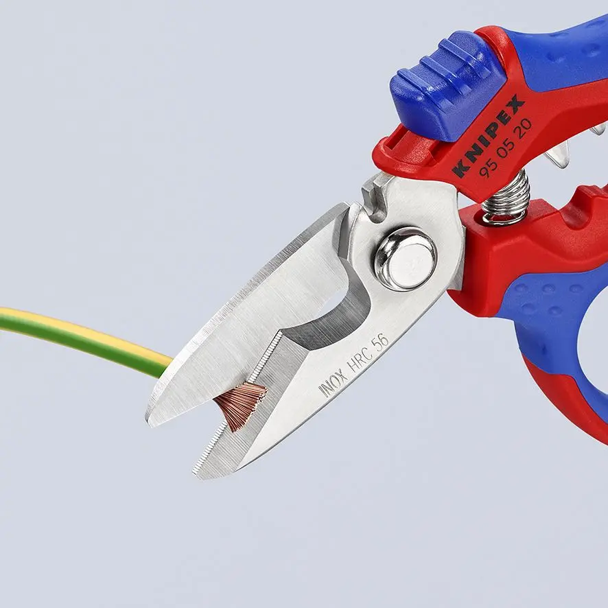 Knipex Angled Electricians Shears Scissors 160mm Multi Component Grips 95 05 20 SB - Image 7