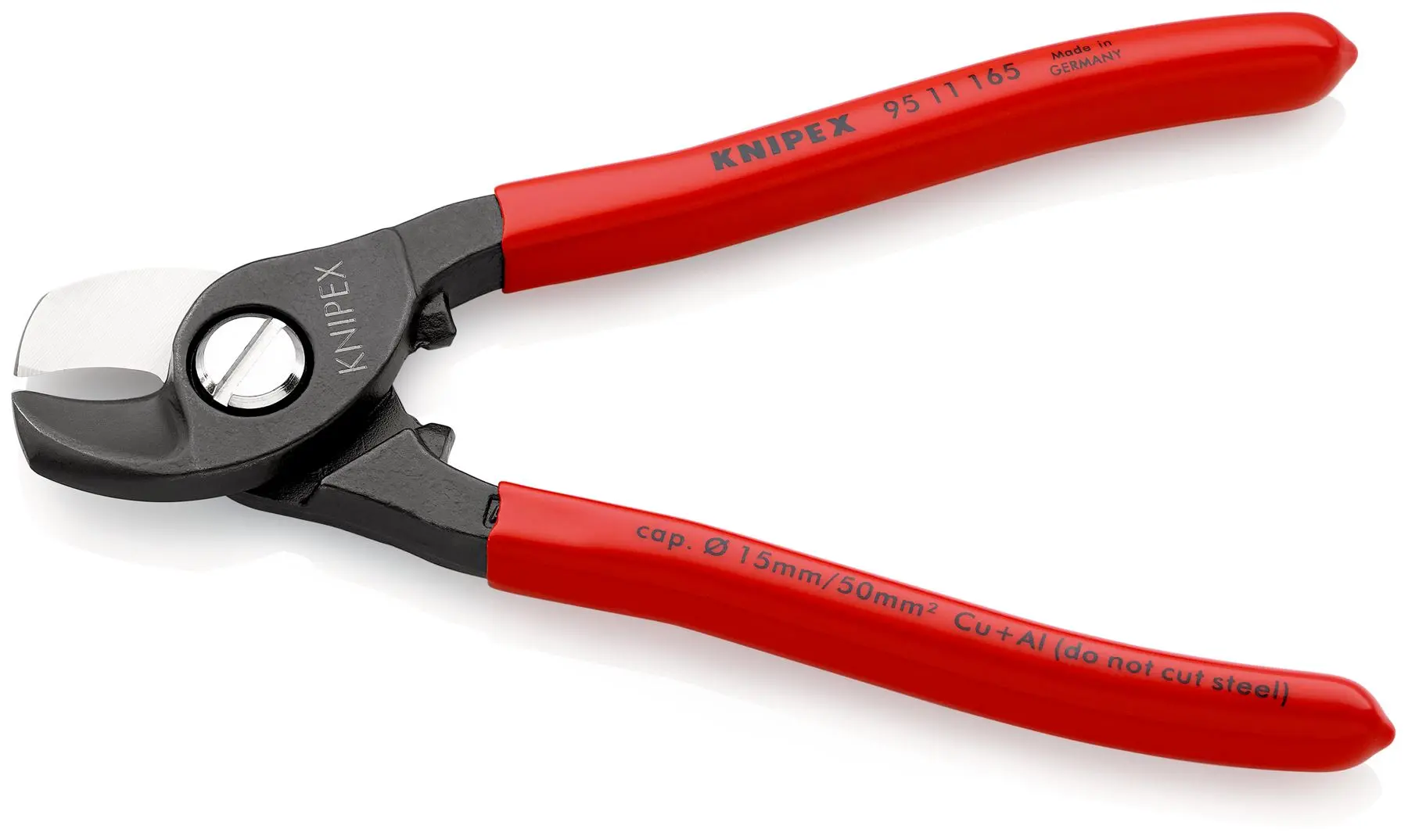 KNIPEX Cable Shears Cutting Pliers Cuts Cable up to 15mm Diameter 165mm Plastic Coated Handles 95 11 165 SB - Image 2