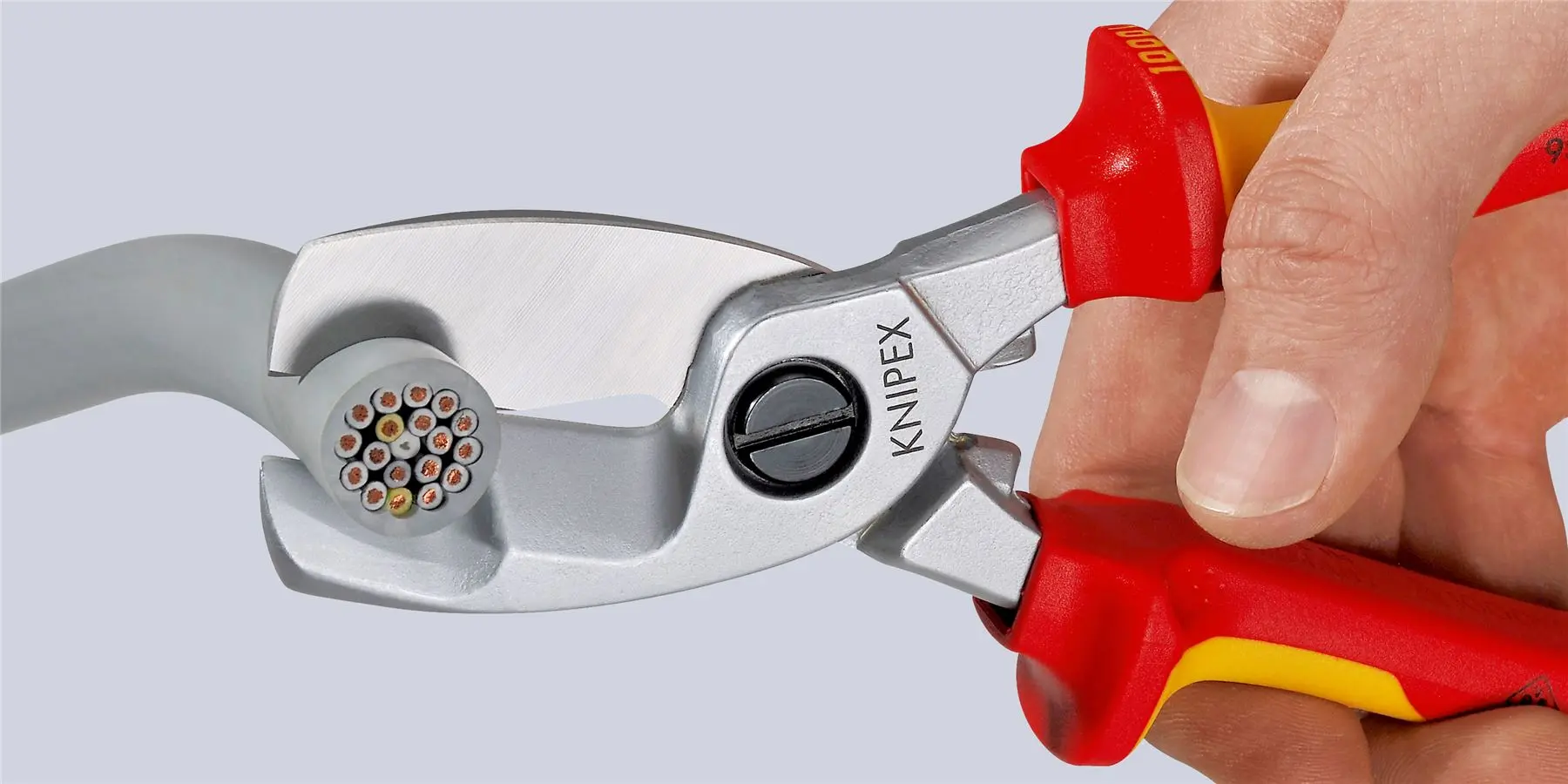 Knipex Cable Shears with Twin Cutting Edge 200mm VDE Insulated 95 16 200 - Image 5