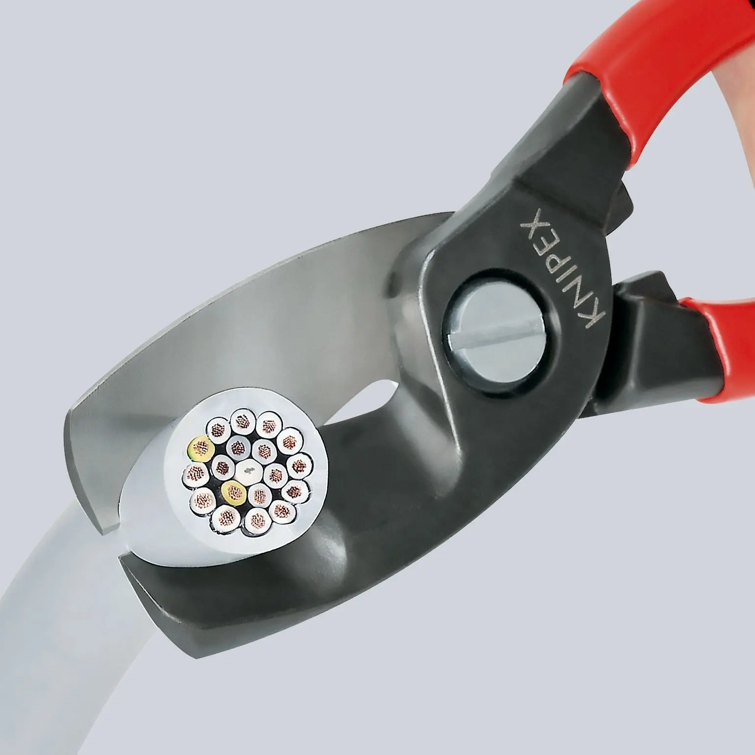 KNIPEX Cable Shears with Twin Cutting Edge 20mm Diameter Capacity 200mm Plastic Coated Handles 95 11 200 SB - Image 3