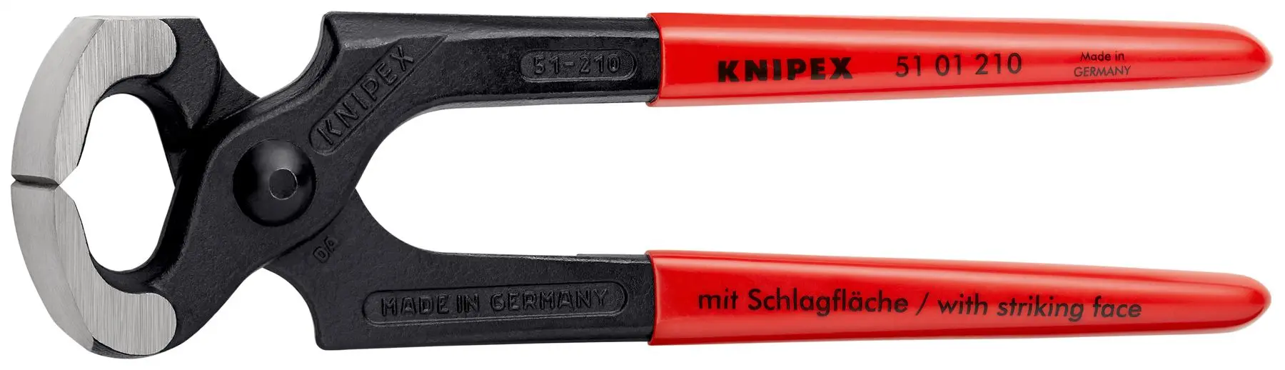 KNIPEX Carpenters Pincers Hammerhead Style 210mm Plastic Coated Handles 51 01 210 SB