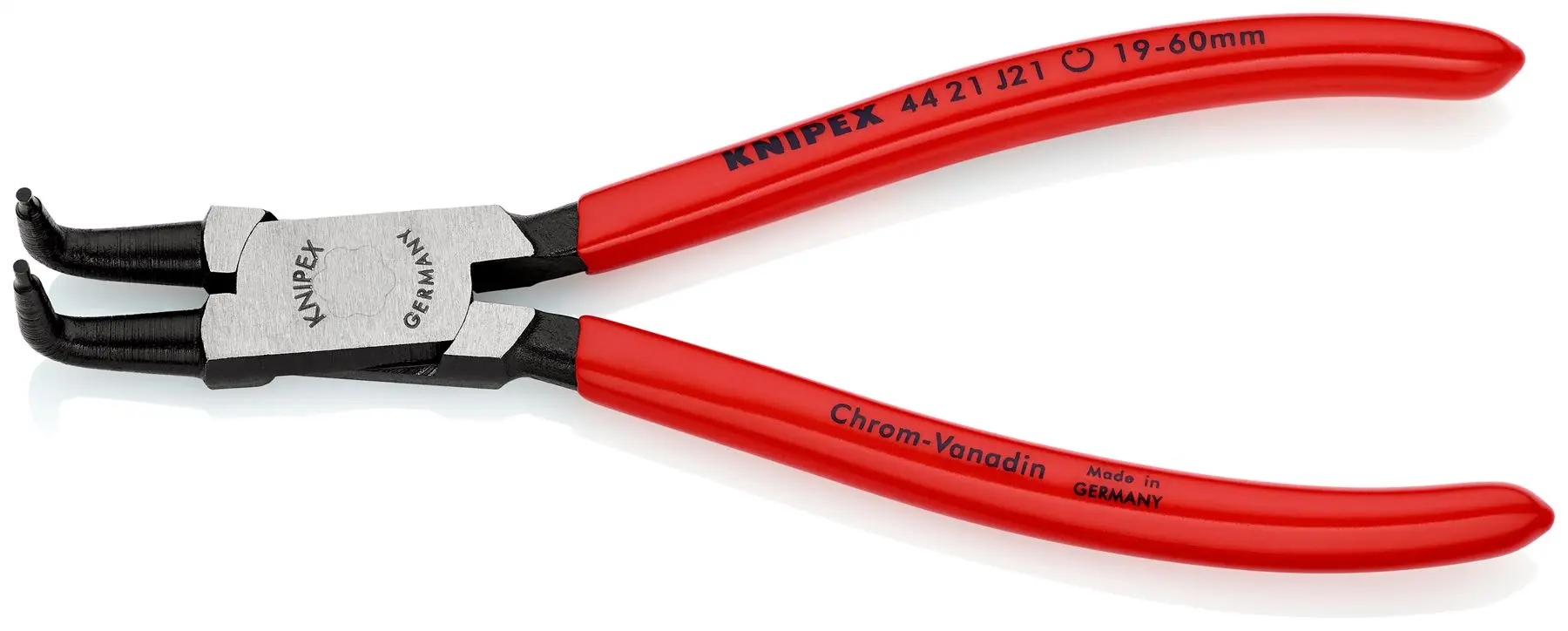 KNIPEX Circlip Pliers for Internal Circlips in Bore Holes Bent Nose 170mm 1.8mm Diameter Tips 44 21 J21 - Image 2