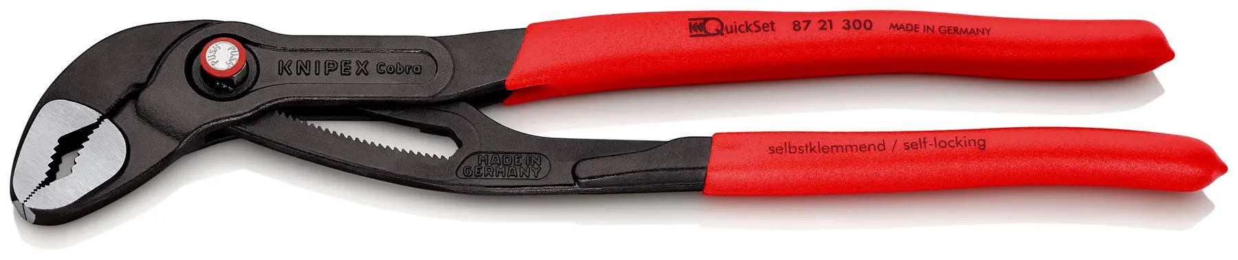 KNIPEX Cobra QuickSet High Tech Water Pump Pliers 300mm Plastic Coated Handles Non Slip 87 21 300