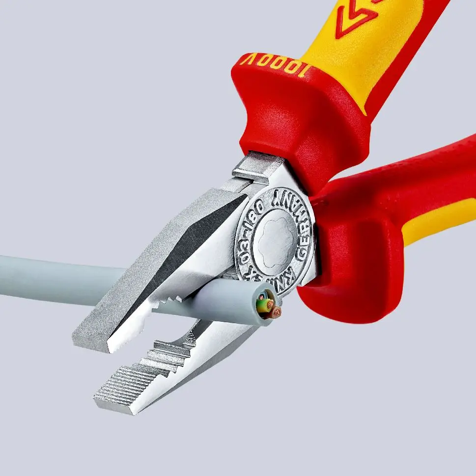 KNIPEX Combination Pliers 180mm VDE Chrome Multi Component Grips with Tether Point 03 06 180 T BK - Image 5