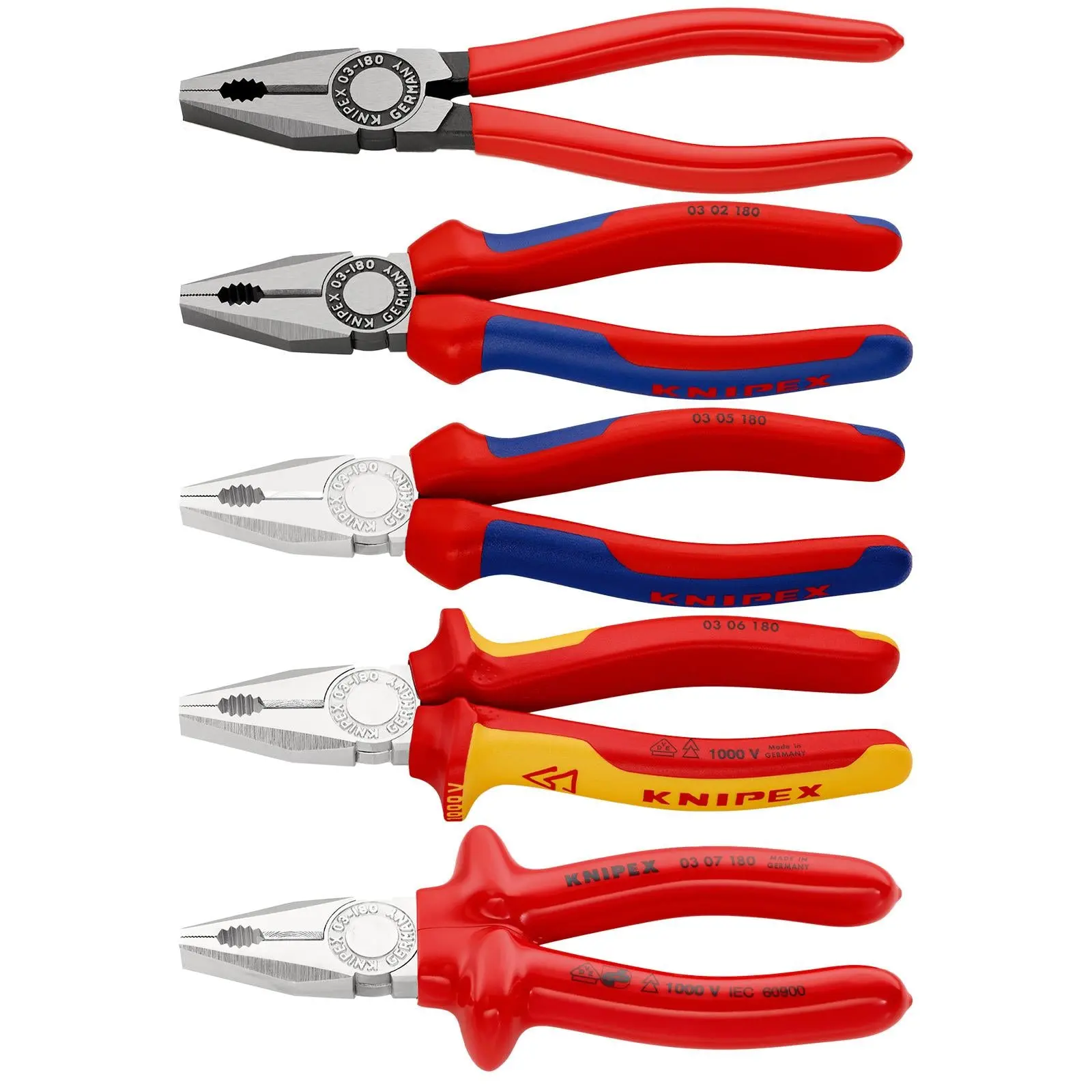 KNIPEX Combination Pliers Cutter 140-250mm all Handle Types Choose Size