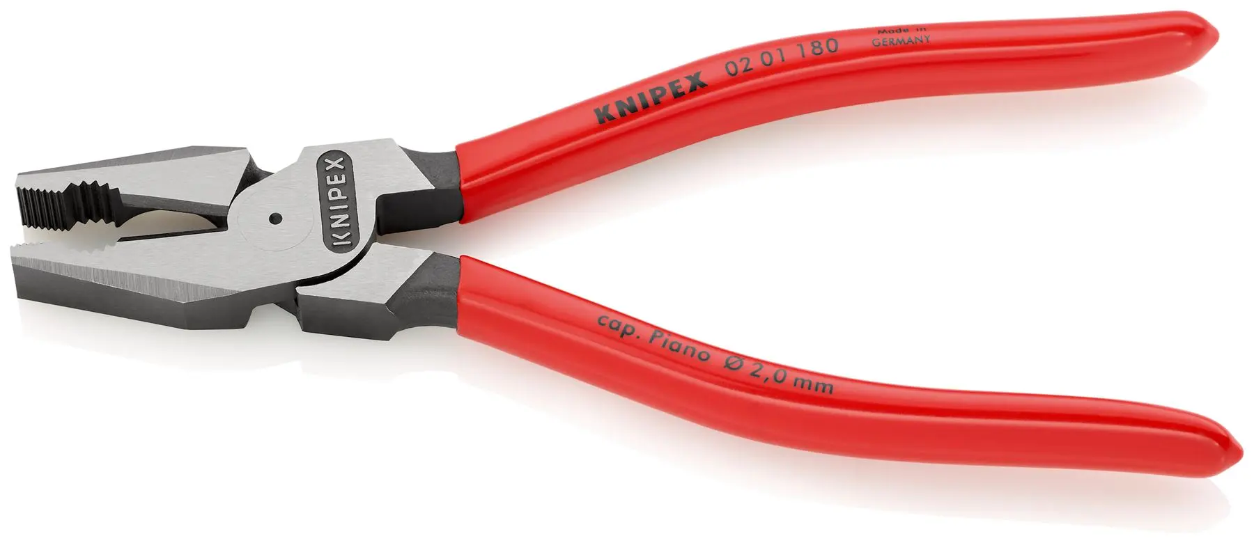 KNIPEX Combination Pliers High Leverage 180mm Plastic Coated 02 01 180 - Image 2