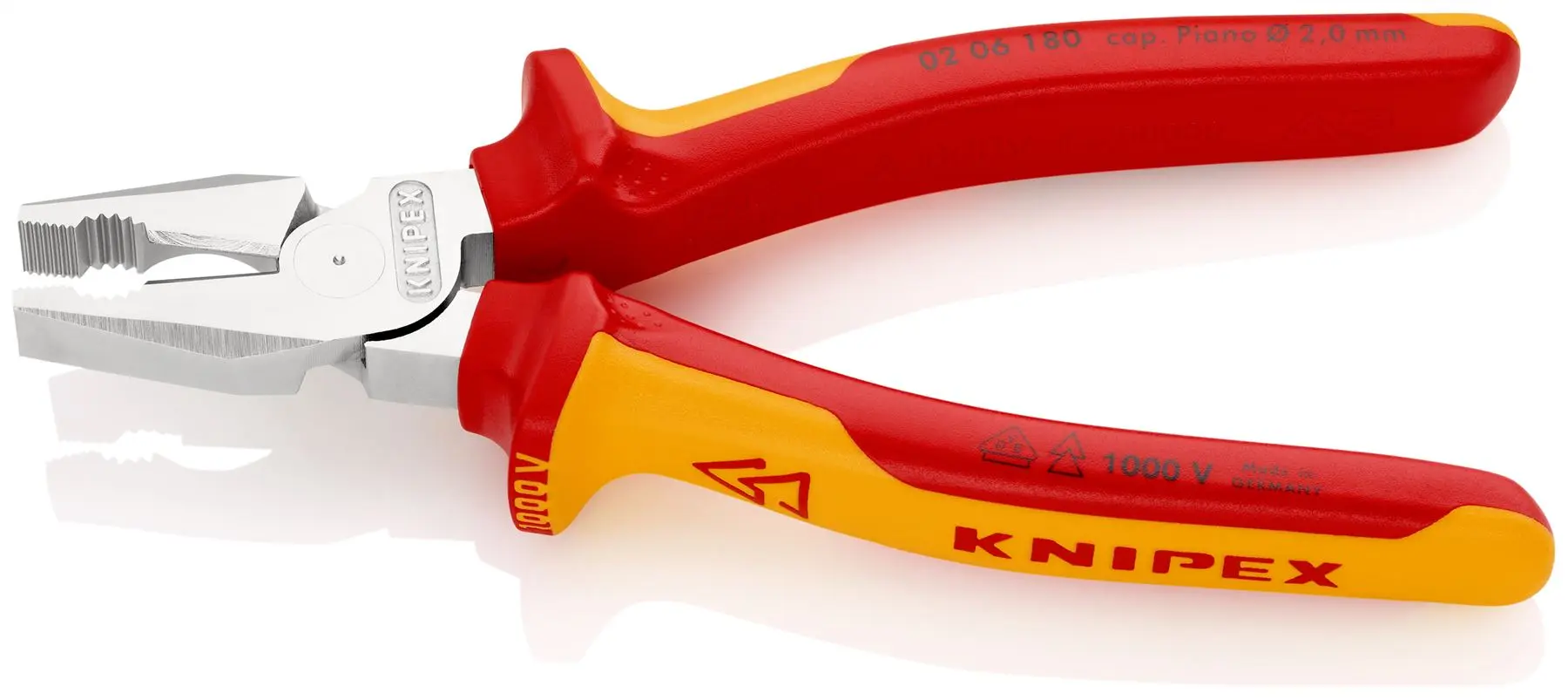 KNIPEX Combination Pliers High Leverage 180mm VDE Multi Component Grips 02 06 180 SB - Image 3