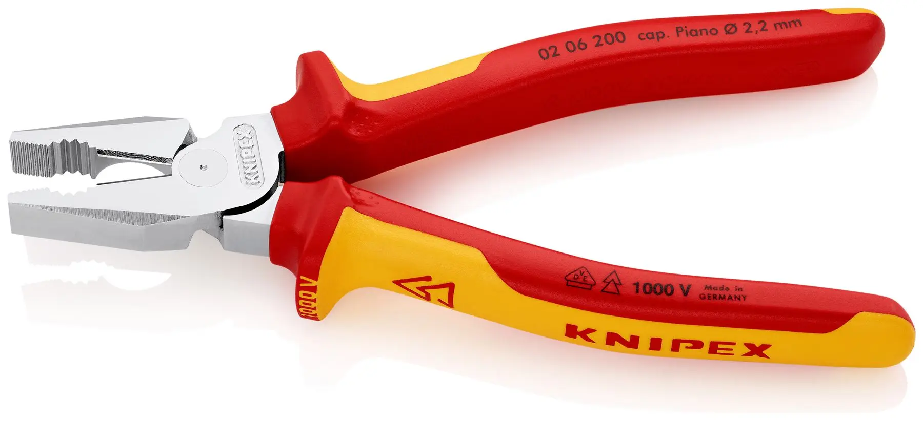 KNIPEX Combination Pliers High Leverage 200mm VDE Multi Component Grips 02 06 200 SB - Image 3