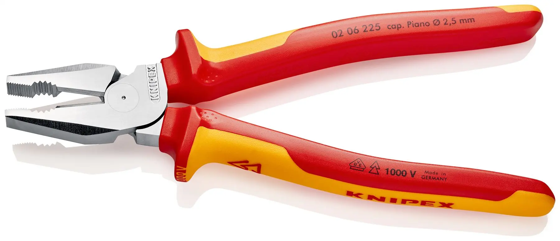 KNIPEX Combination Pliers High Leverage 225mm VDE Multi Component Grips 02 06 225 - Image 3
