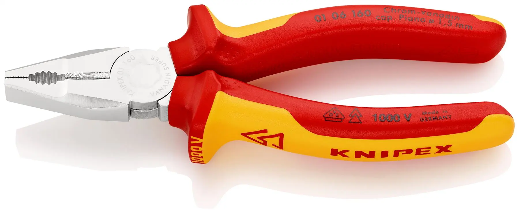 KNIPEX Combination Pliers VDE 160mm Chrome Vanadium 01 06 160
