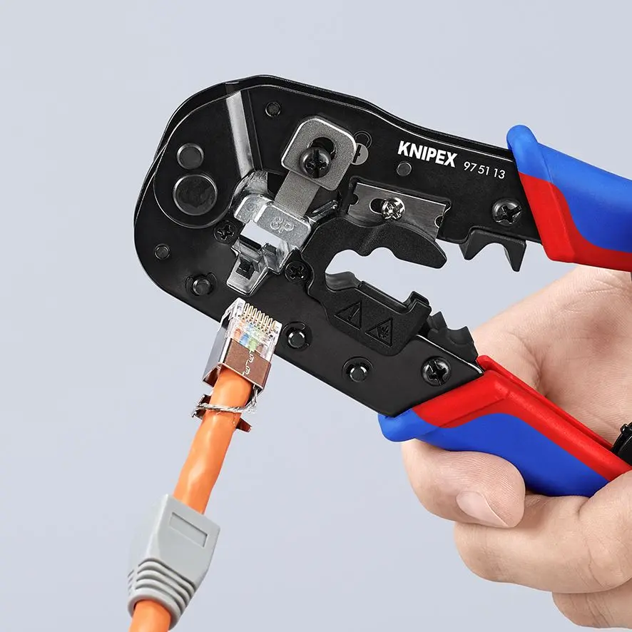 Knipex Crimping Pliers for RJ45 Western Plugs with Multi Component Grips 97 51 13 - Image 4