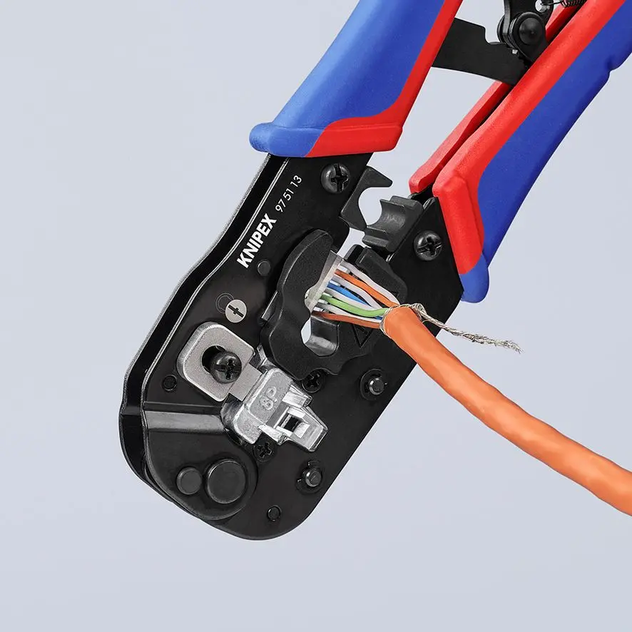 Knipex Crimping Pliers for RJ45 Western Plugs with Multi Component Grips 97 51 13 - Image 9