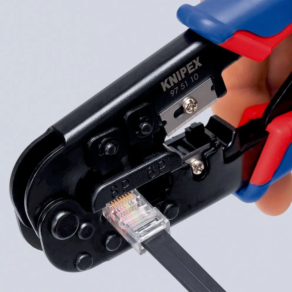 KNIPEX Crimping Pliers for Western Plugs RJ45 RJ11 RJ12 190mm Multi Component Grips 97 51 10 - Image 3