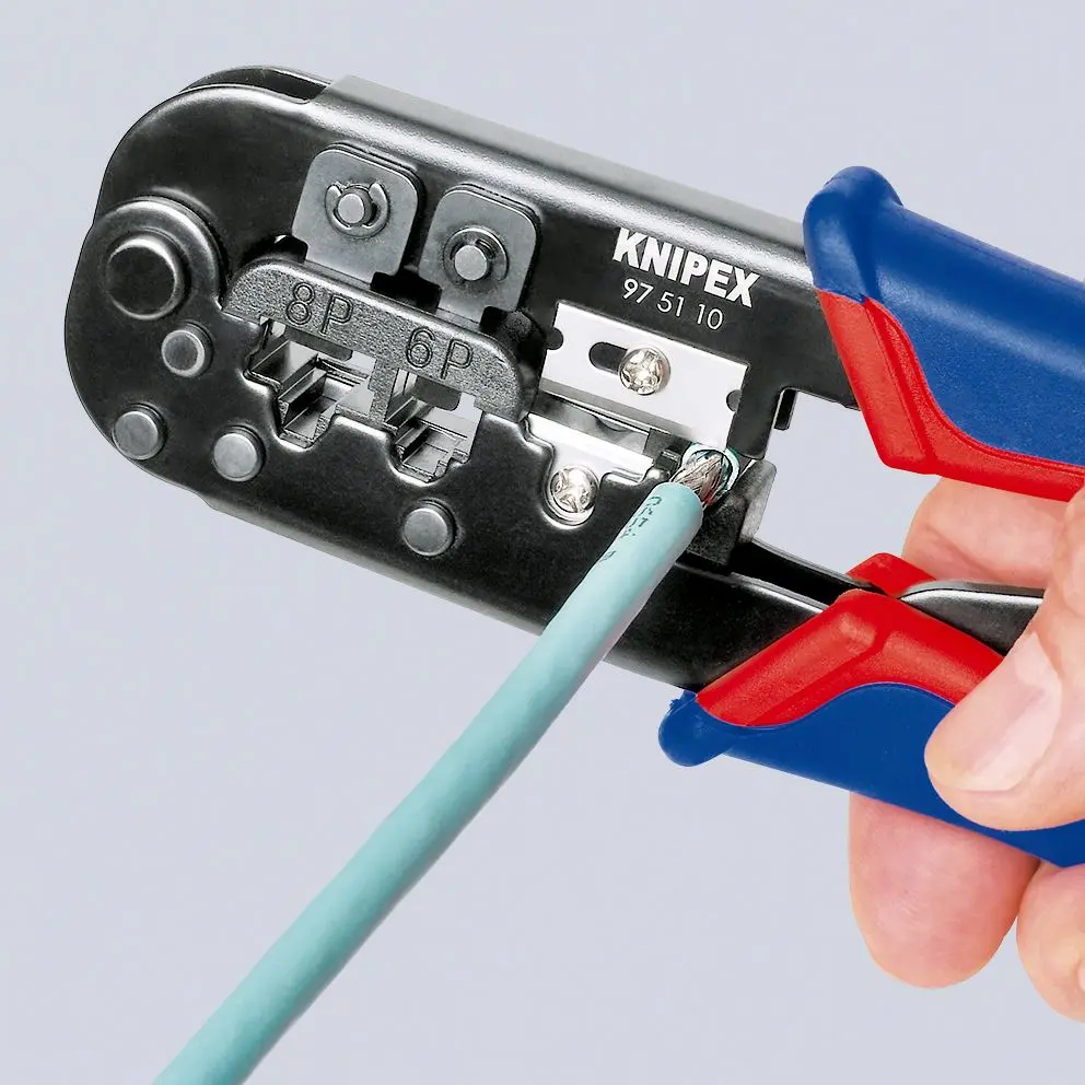 KNIPEX Crimping Pliers for Western Plugs RJ45 RJ11 RJ12 190mm Multi Component Grips 97 51 10 - Image 4