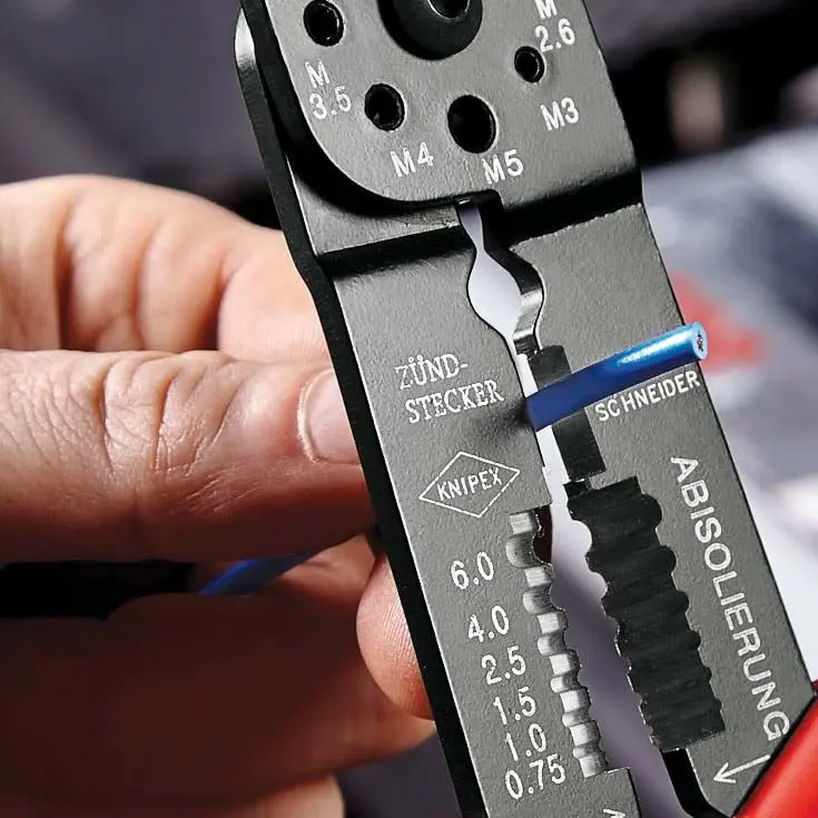 KNIPEX Crimping Pliers Wire Strippers for Insulated Terminals 230mm Multi Component Grips 97 21 215 - Image 3