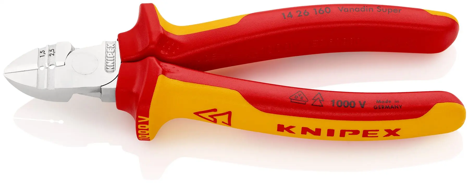 KNIPEX Diagional Side Cutting Pliers Insulation Stripper 160mm VDE Chrome Multi Component Grips 14 26 160 SB