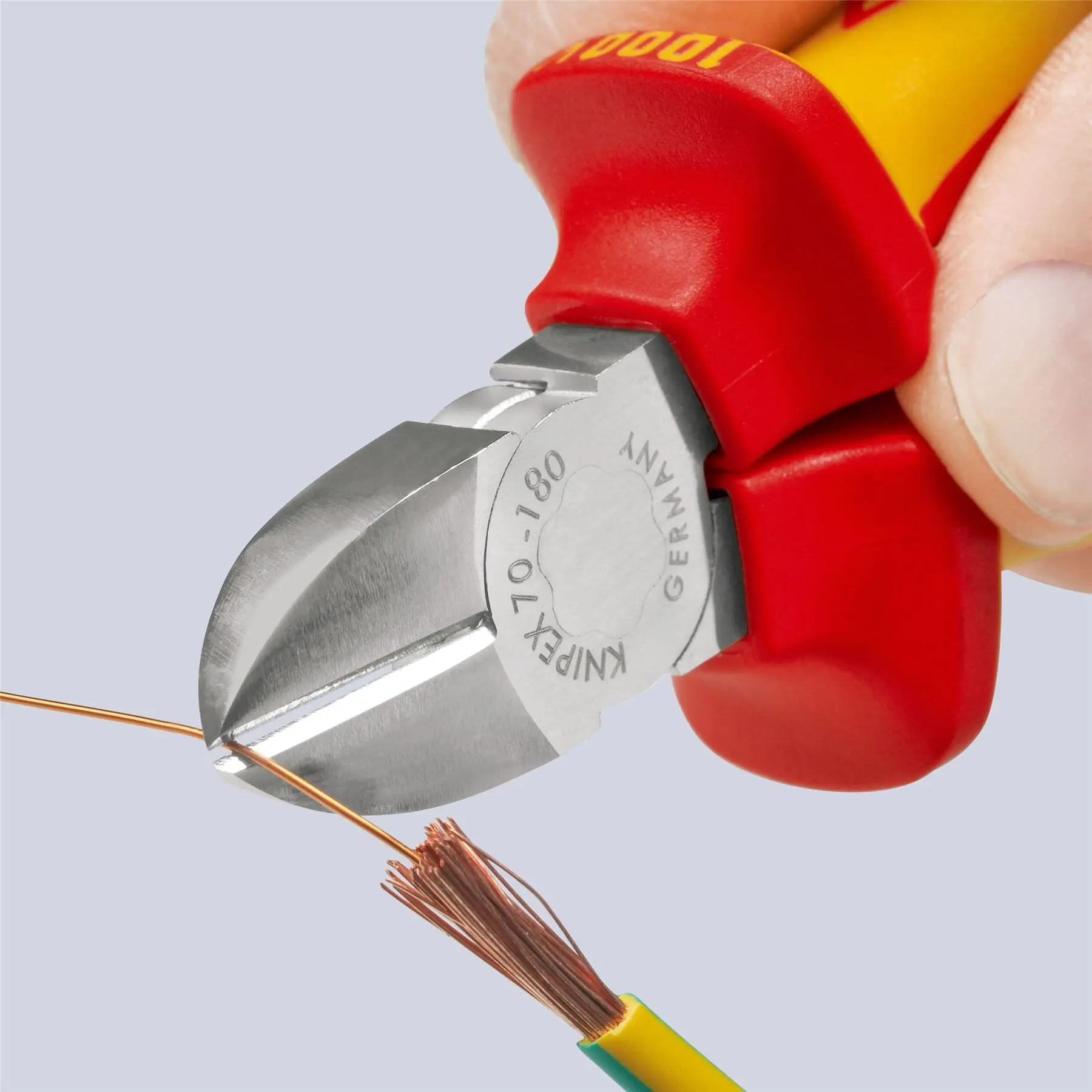 Knipex Diagonal Cutter Side Cutting Pliers 180mm Chrome VDE Insulated 1000V with Tether Point 70 06 180 T - Image 4