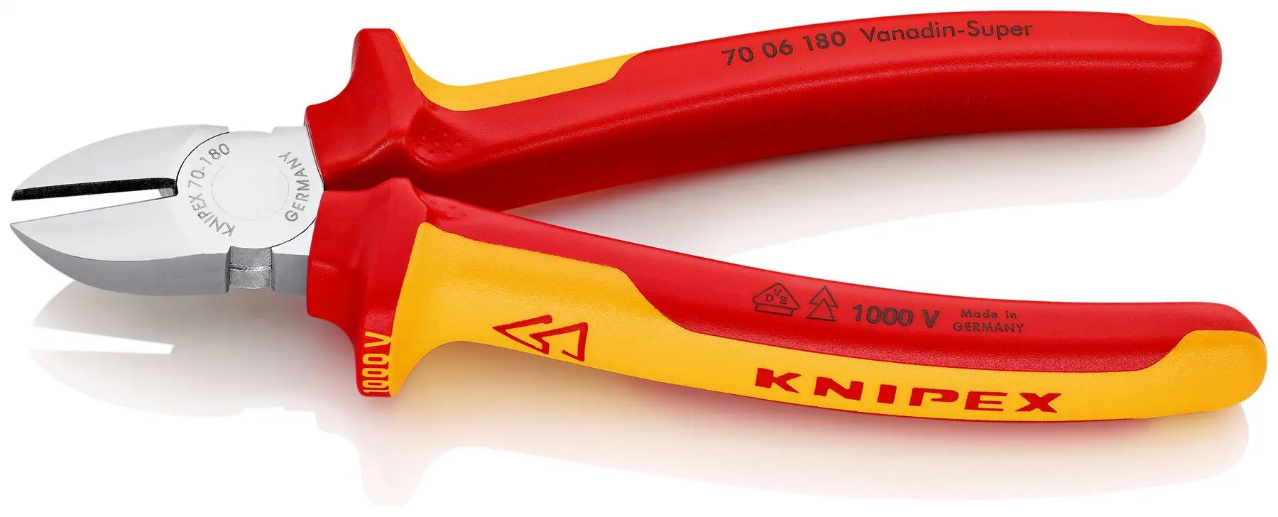Knipex Diagonal Cutting Pliers 180mm VDE Insulated 70 06 180 - Image 4
