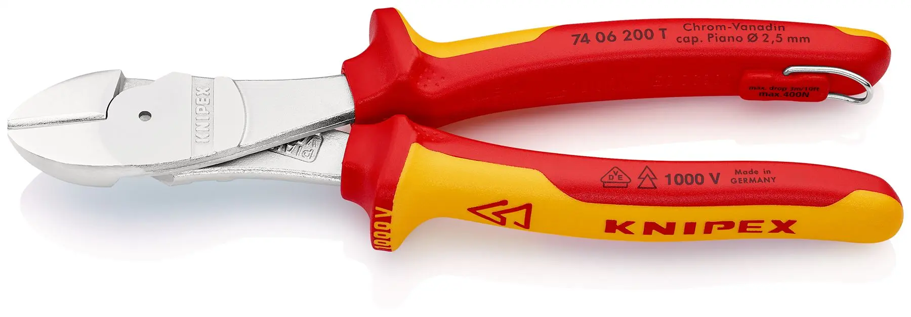 KNIPEX Diagonal Cutting Pliers High Leverage Side Cutters 200mm VDE Multi Component Tether Point 74 06 200 T BK