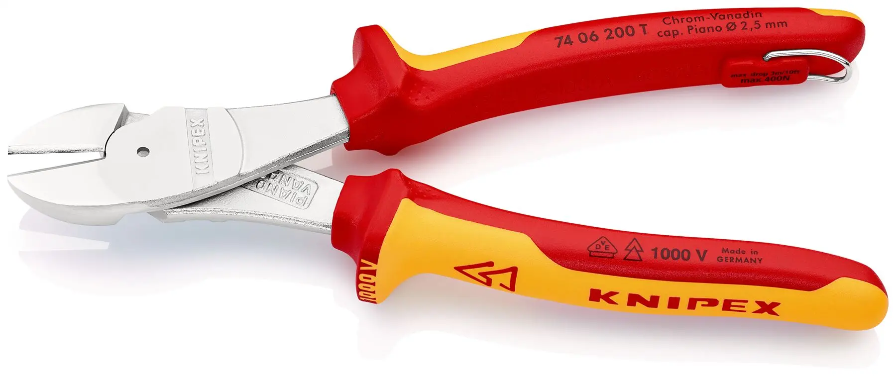 KNIPEX Diagonal Cutting Pliers High Leverage Side Cutters 200mm VDE Multi Component Tether Point 74 06 200 T BK - Image 2
