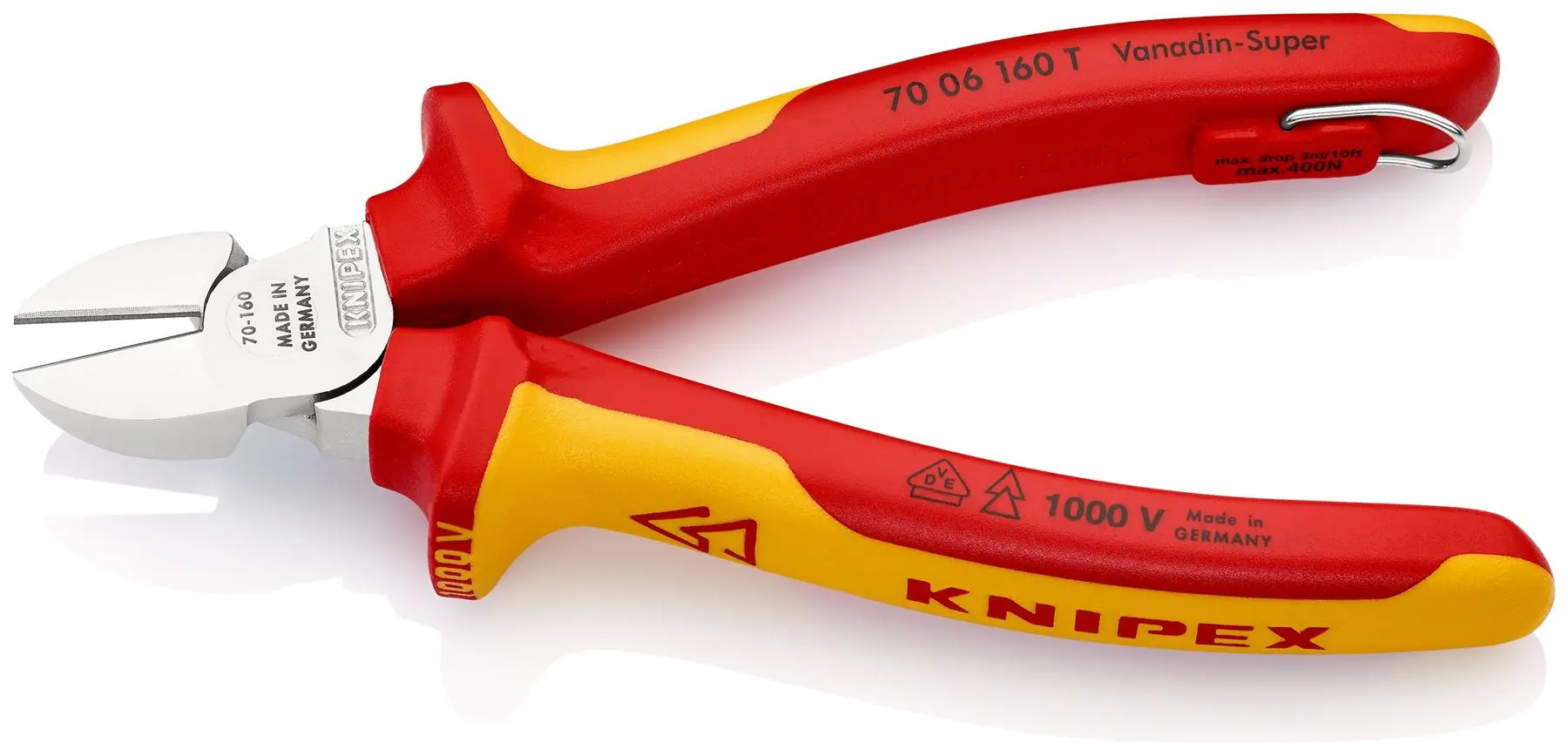 KNIPEX Diagonal Cutting Pliers Side Cutters 160mm VDE Multi Component Grips Tether Point 70 06 160 T BK - Image 2