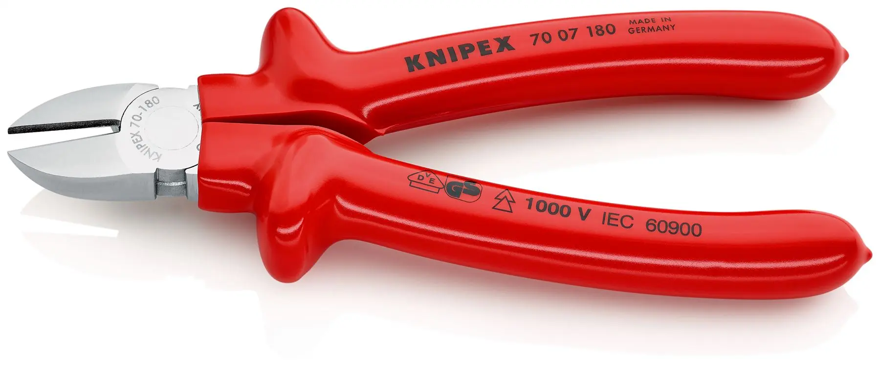 KNIPEX Diagonal Cutting Pliers Side Cutters 180mm VDE Dipped Insulation Grips 70 07 180 - Image 2