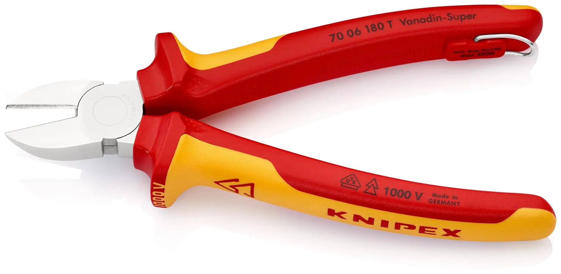 KNIPEX Diagonal Cutting Pliers Side Cutters 180mm VDE Multi Component Grips Tether Point 70 06 180 T BK - Image 2