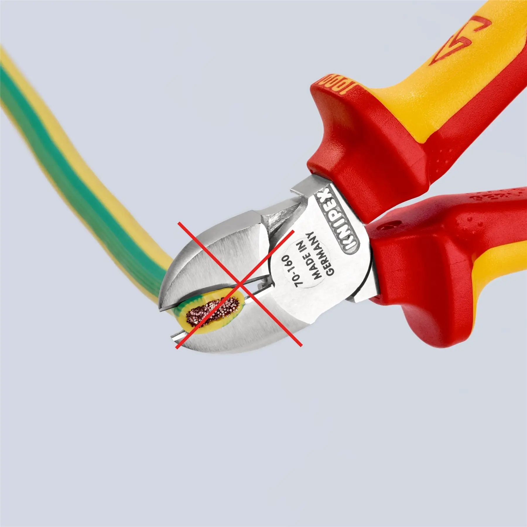 Knipex Diagonal Side Cutting Pliers 160mm VDE Insulated 70 06 160 - Image 4
