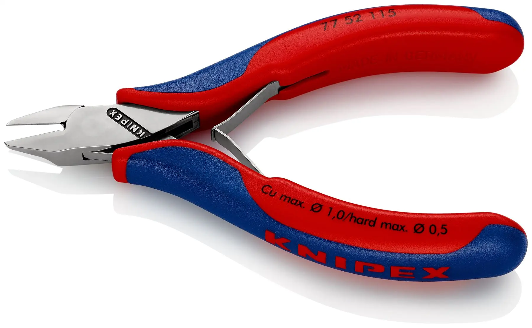 KNIPEX Electronics Diagonal Cutter Pliers Pointed Flat Head Small Bevel 115mm Multi Component Grips 77 52 115 - Image 2