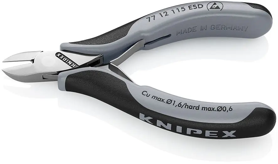 KNIPEX Electronics Diagonal Cutter Pliers Round Head Bevelled 115mm Multi Component Grips 77 12 115 ESD - Image 2