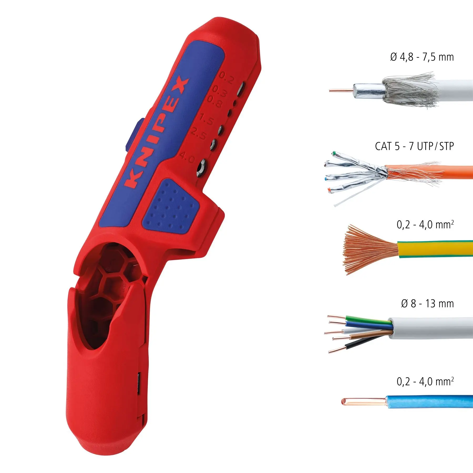 KNIPEX ErgoStrip Universal Wire Stripping Tool for Left Handers 135mm 16 95 02 SB - Image 8