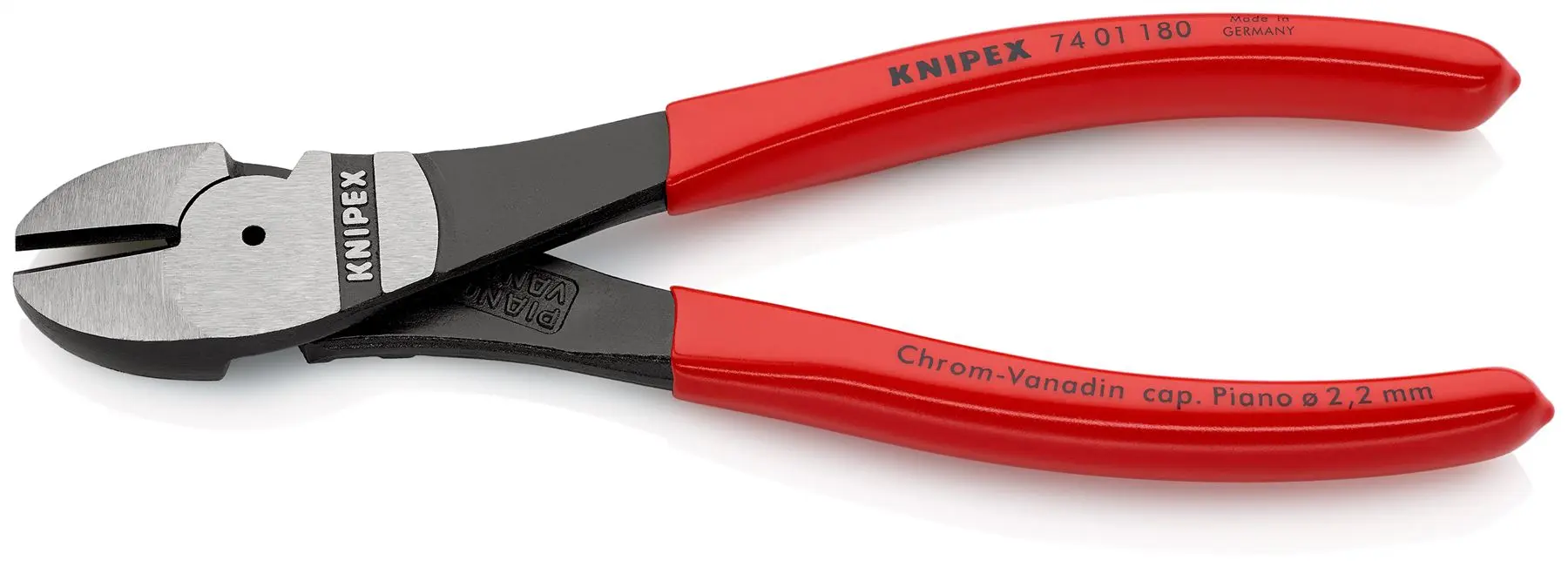 KNIPEX High Leverage Diagonal Side Cutting Pliers 180mm Plastic Coated Handles 74 01 180 SB - Image 2