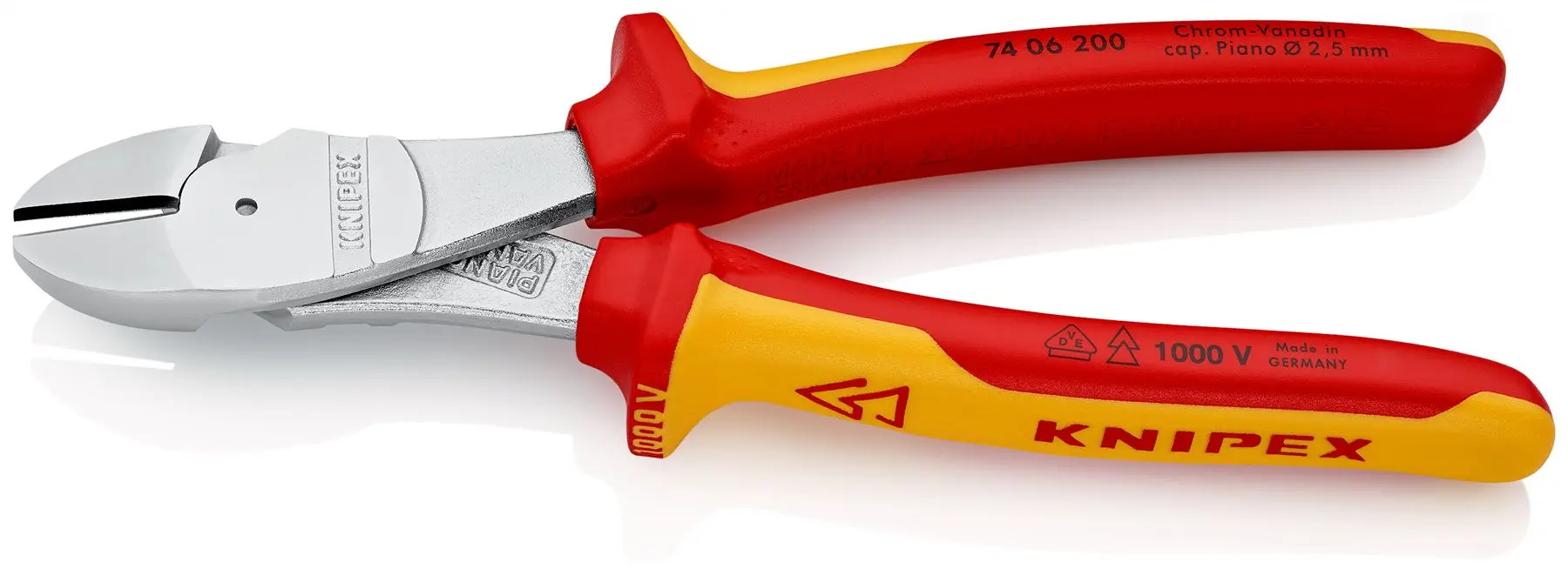 Knipex High Leverage Diagonal Side Cutting Pliers 200mm VDE Insulated 74 06 200 - Image 3